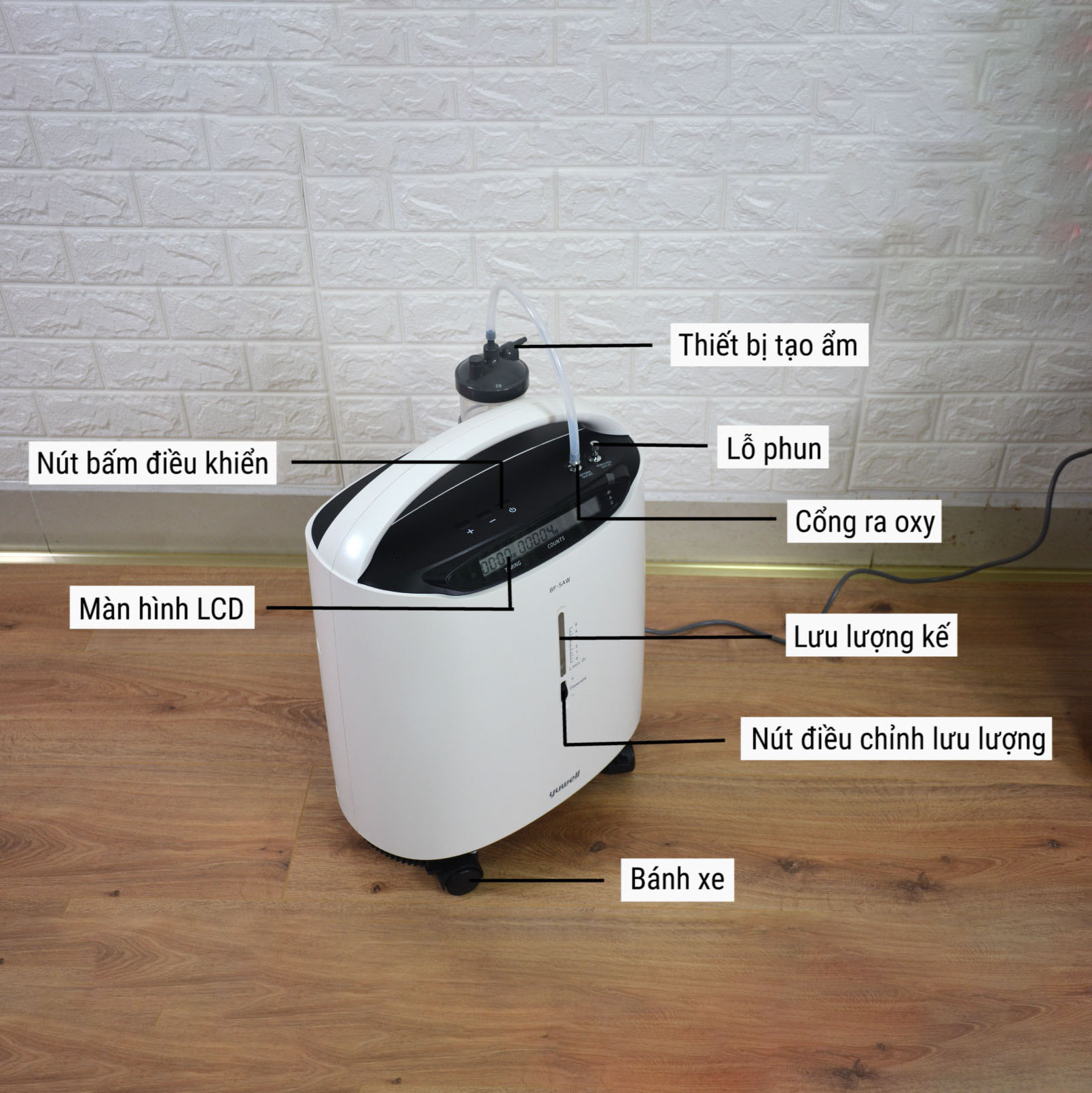 Máy Tạo Oxy Yuwell 8F-5AW (5 Lít, Có Xông, Có Remote)