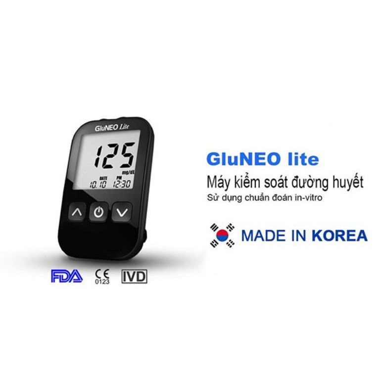 [TẶNG QUE, KIM, CỒN] Máy Đo Đường Huyết GluNeo Lite (MG) (+25 Que, Kim, Cồn)