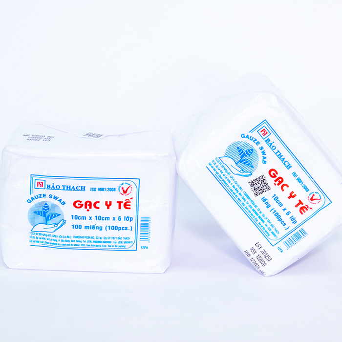 Gạc Y Tế Miếng Chưa Tiệt Trùng Bảo Thạch 10x10cm x 6 Lớp (Bịch 100 Miếng)