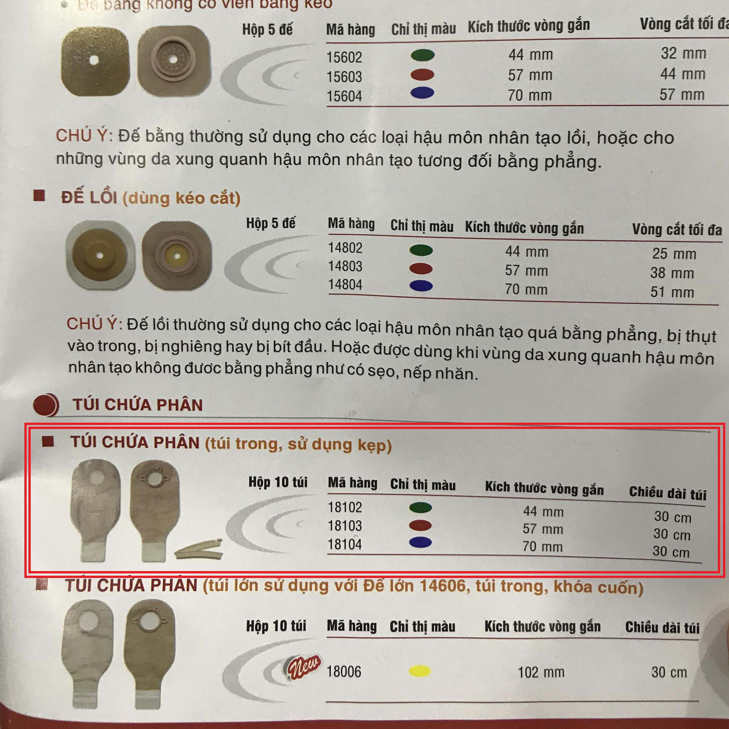 Túi Hậu Môn Nhân Tạo 2 Mảnh Hollister 18102 18103 18104 (Trong, Dùng Kẹp)