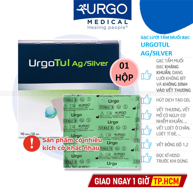Gạc Lưới Chống Dính Urgo URGOTUL AG/SILVER (Muối Bạc)