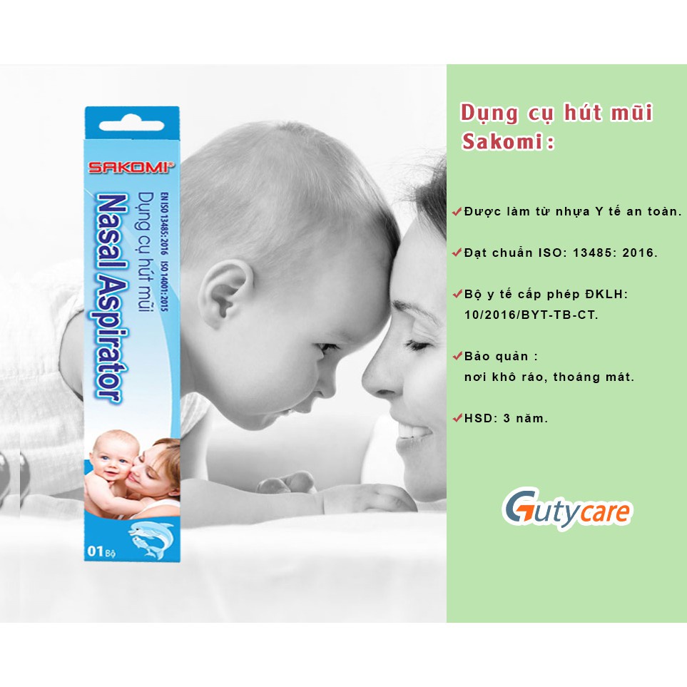 Dụng Cụ Hút Mũi Cho Bé (Ống Hút Mũi Dây 2 đầu) Nasal Aspirator SAKOMI (An Toàn Với Trẻ Sơ Sinh)