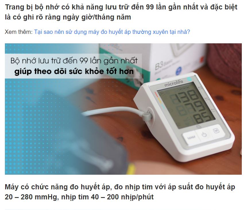 Máy Đo Huyết Áp Bắp Tay Microlife B3 Basic