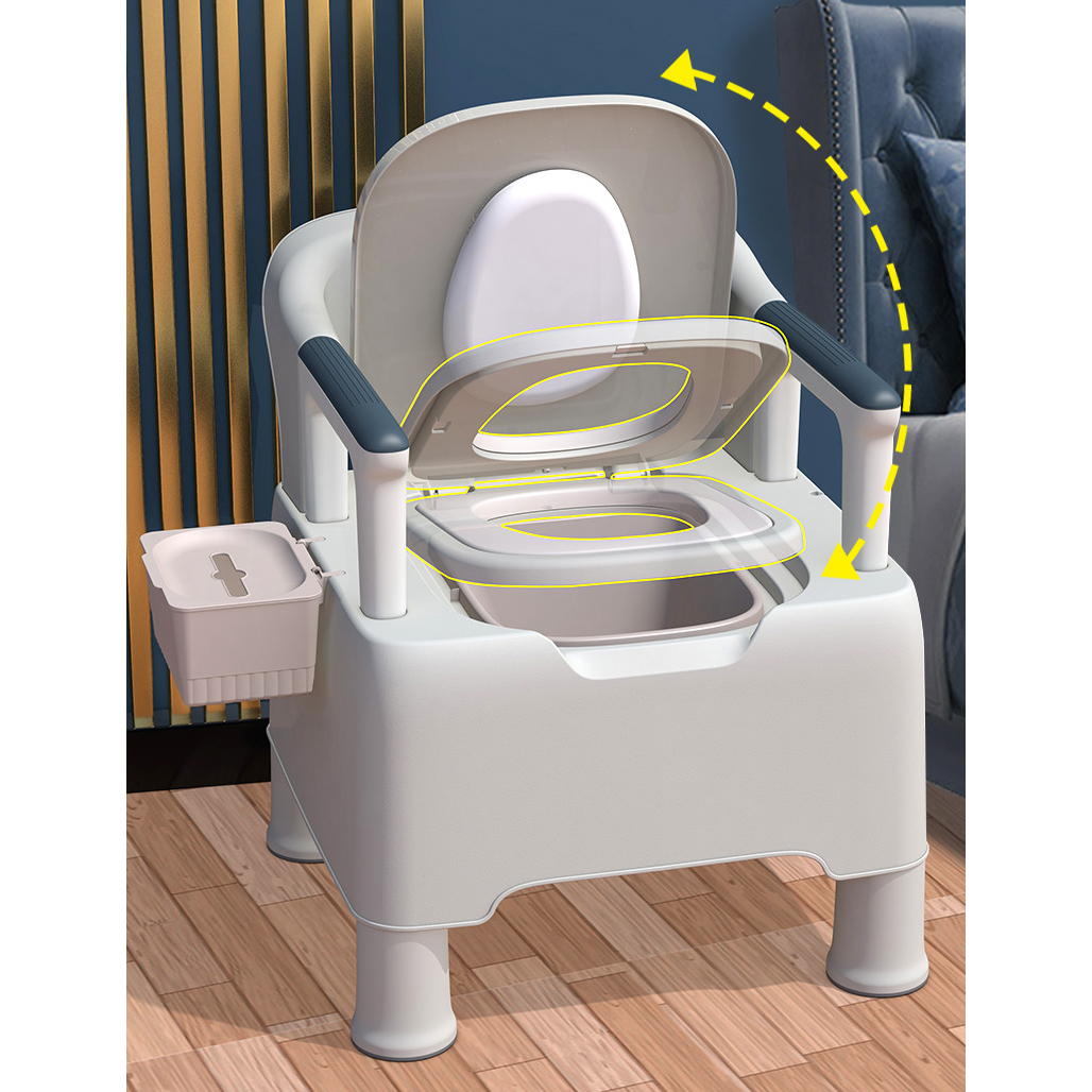 Bồn Cầu Nhựa Di Động Có Tay Vịn, Tựa Lưng YSB-L220