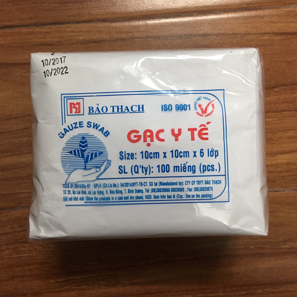 Gạc Y Tế Miếng Chưa Tiệt Trùng Bảo Thạch 10x10cm x 6 Lớp (Bịch 100 Miếng)