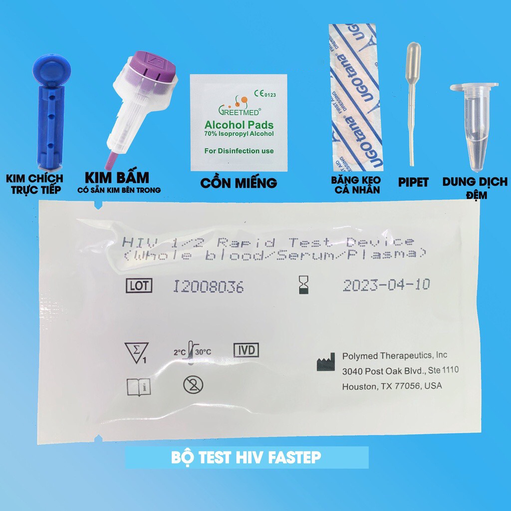 Bộ Kit Test Xét Nghiệm Nhanh HIV (Lấy Máu Đầu Ngón Tay) FASTEP