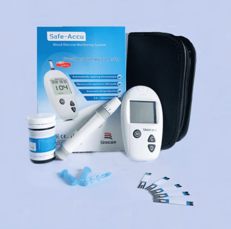 [TẶNG QUE, KIM, CỒN] Máy Đo Đường Huyết Sinocare Safe-Accu (MG) (+50 Que, 50 Kim, Cồn)