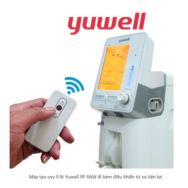Máy Tạo Oxy Yuwell 9F-5AW (5 Lít, Có Xông, Có SPO2, Có Remote)