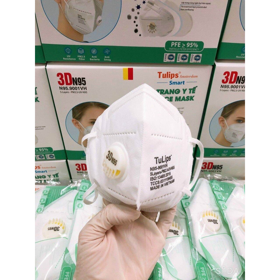 Khẩu Trang 3D N95 Tulips N95.9001VH (Có Van)