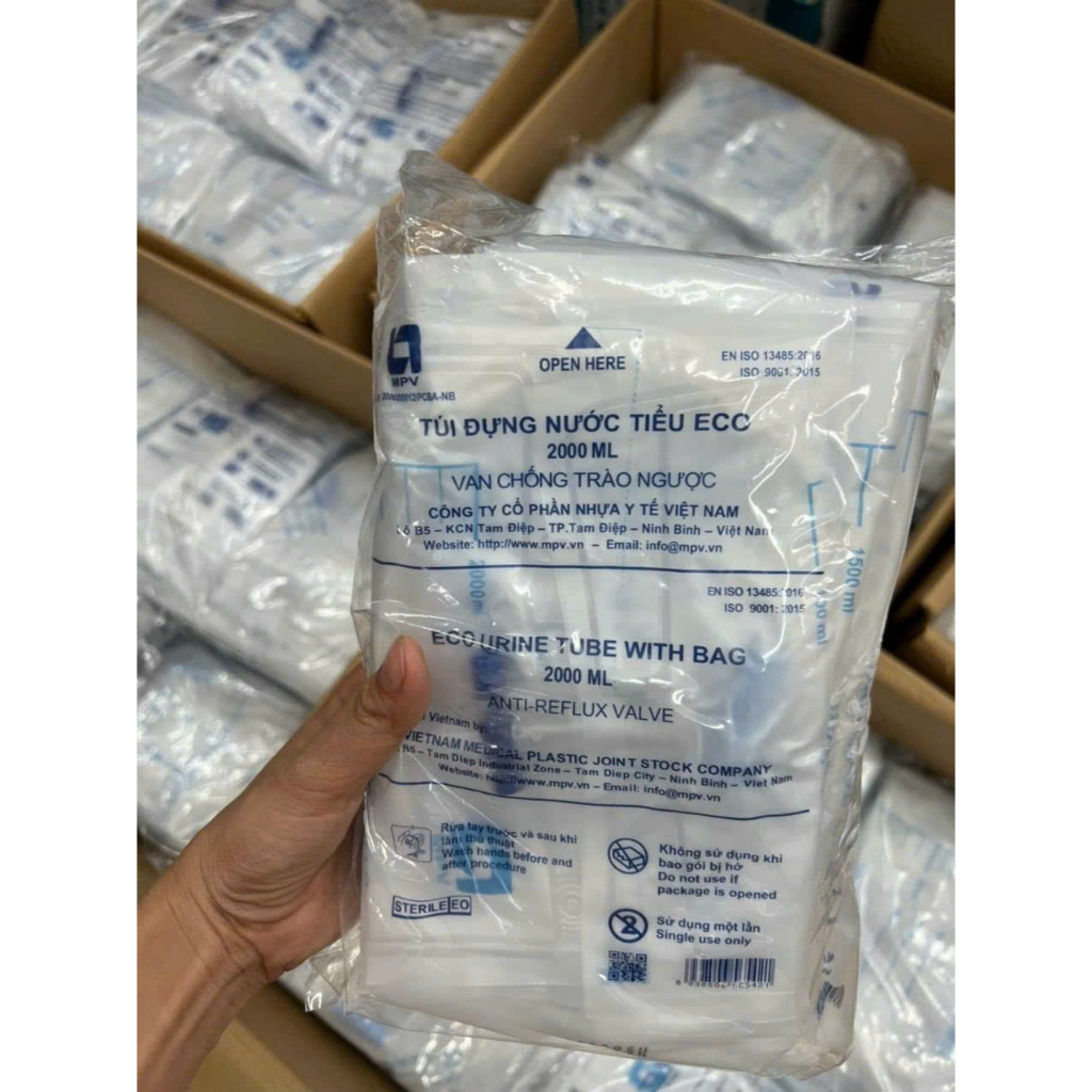 Túi Đựng Nước Tiểu Van T, Có Quai ECO MPV (2000ml) Hàng Việt Nam