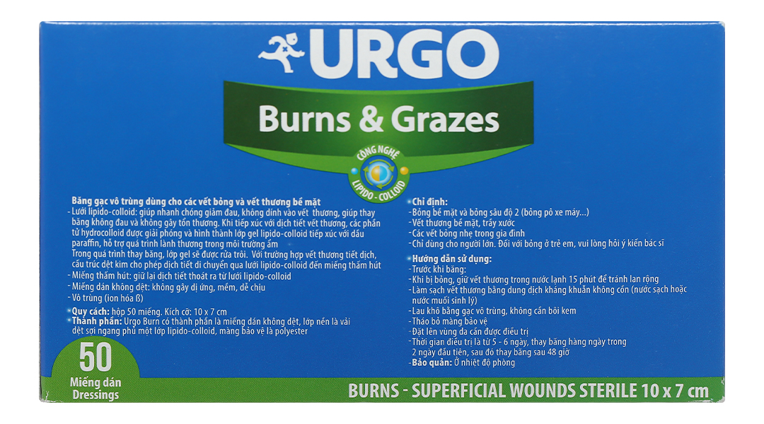 Băng Dán Phỏng Bô Và Trợt Da Urgo BURNS & GRAZES