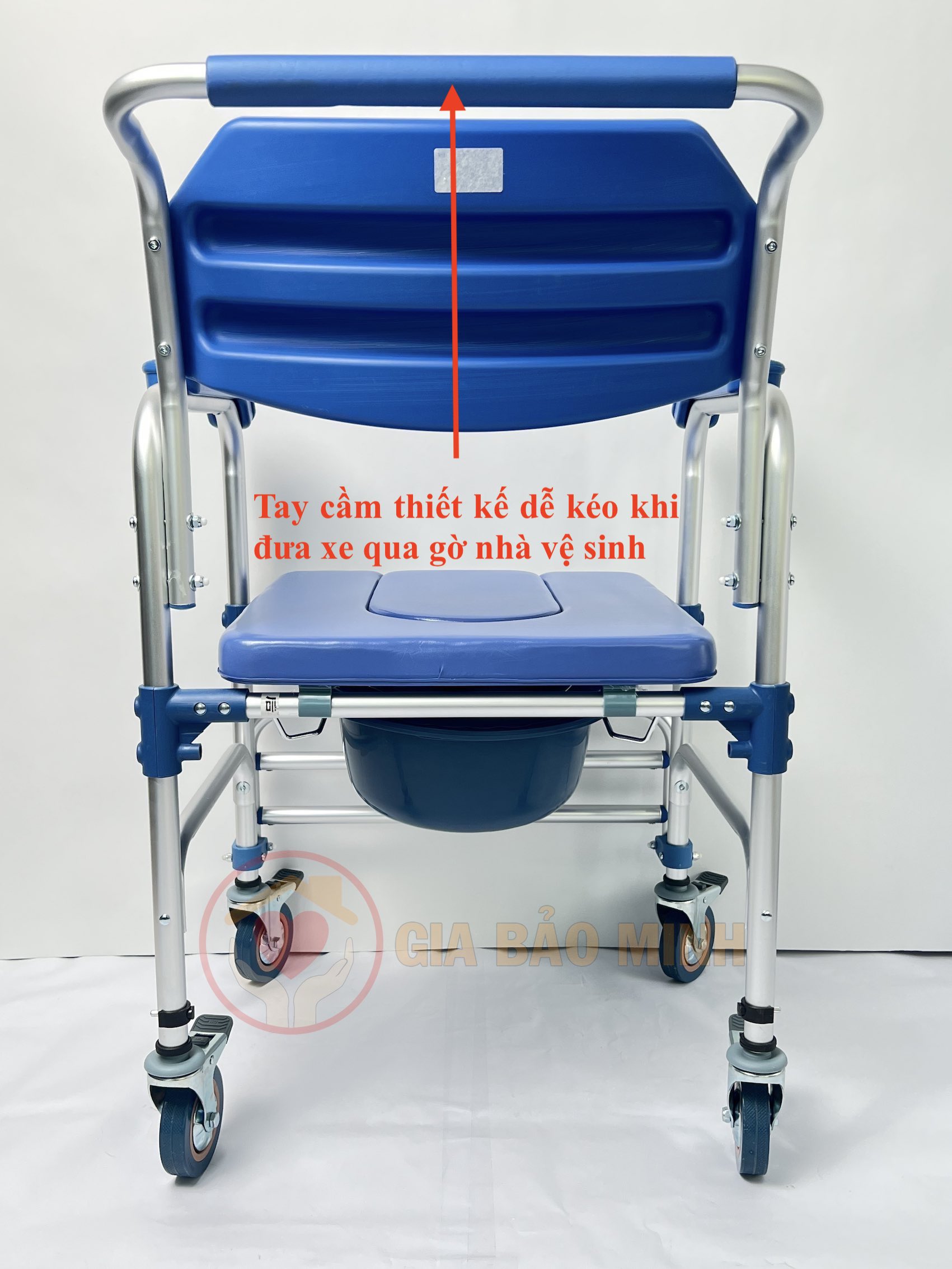 Ghế Bô Tắm Đa Năng Nhôm Siêu Nhẹ, Có Bánh Xe, Đệm Chống Nước, Gác Chân GBM-017