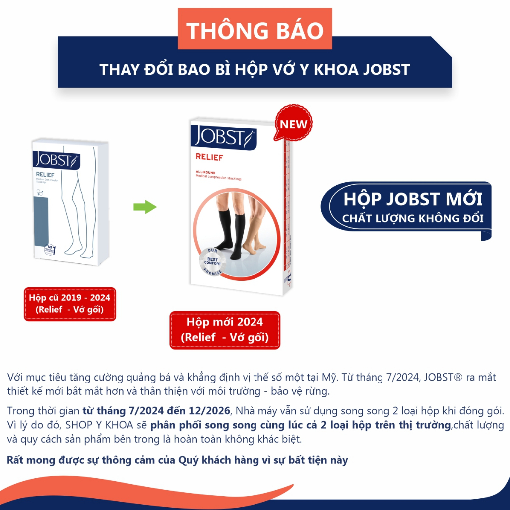 Vớ Y Khoa Đùi Không Hạt Silicon JOBST Relief (Da, Hở Ngón)