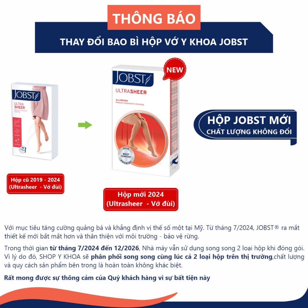 Vớ Y Khoa Chân JOBST Ultrasheer (Da, Hở Ngón)