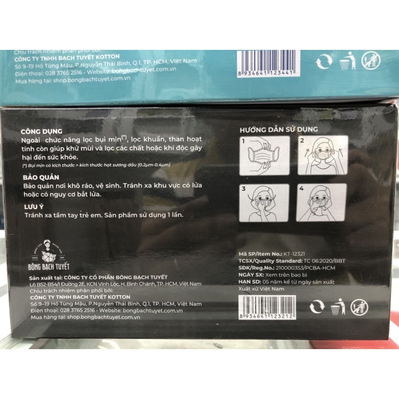 Khẩu Trang Y Tế Bông Bạch Tuyết (Hộp 50 Cái - 4 Lớp)