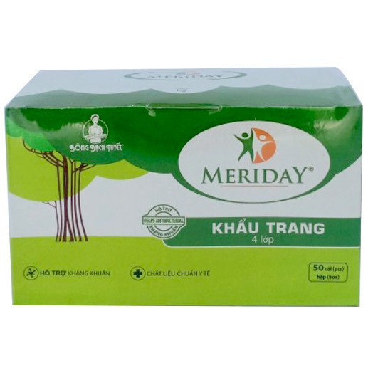 Khẩu Trang Y Tế MERIDAY Bông Bạch Tuyết (4 Lớp - Hộp 50 Cái)