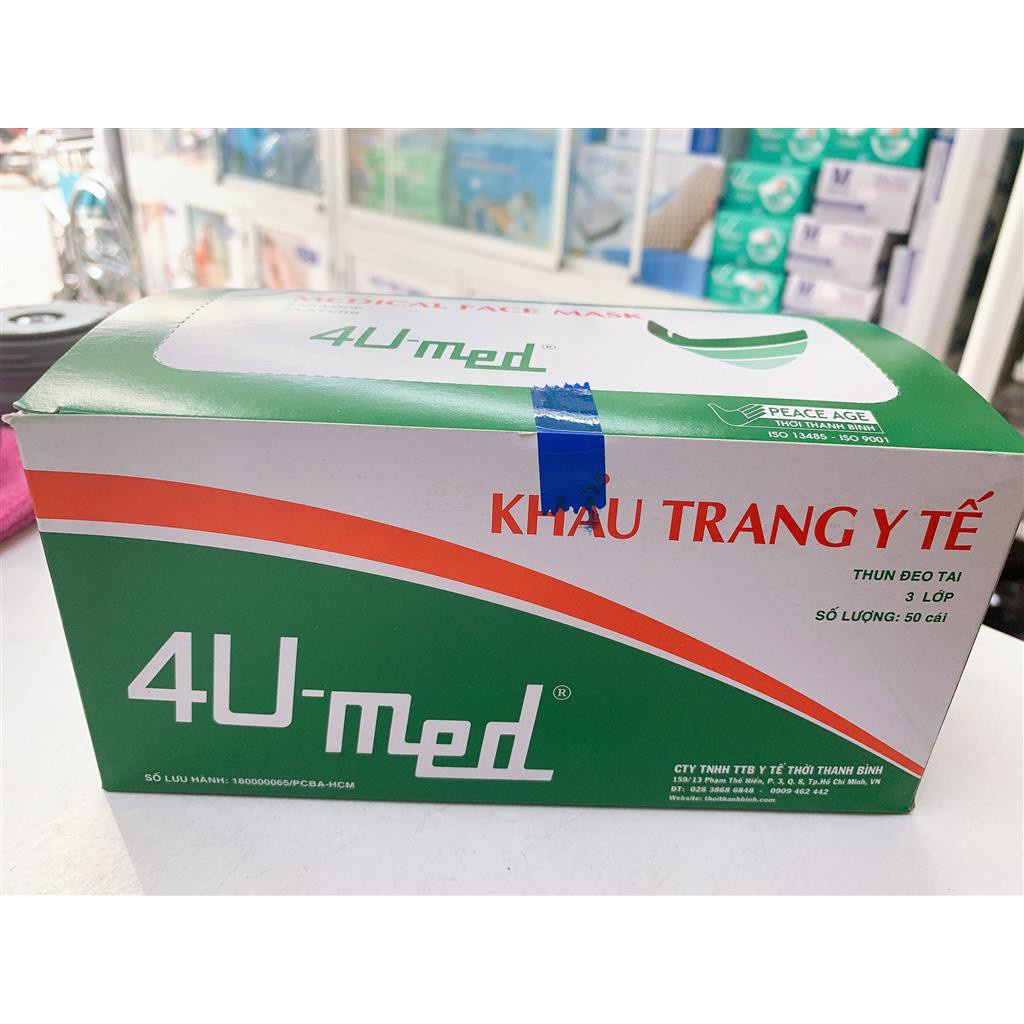 Khẩu Trang Y Tế 4U Med (Hộp 50 Cái - 3 Lớp)