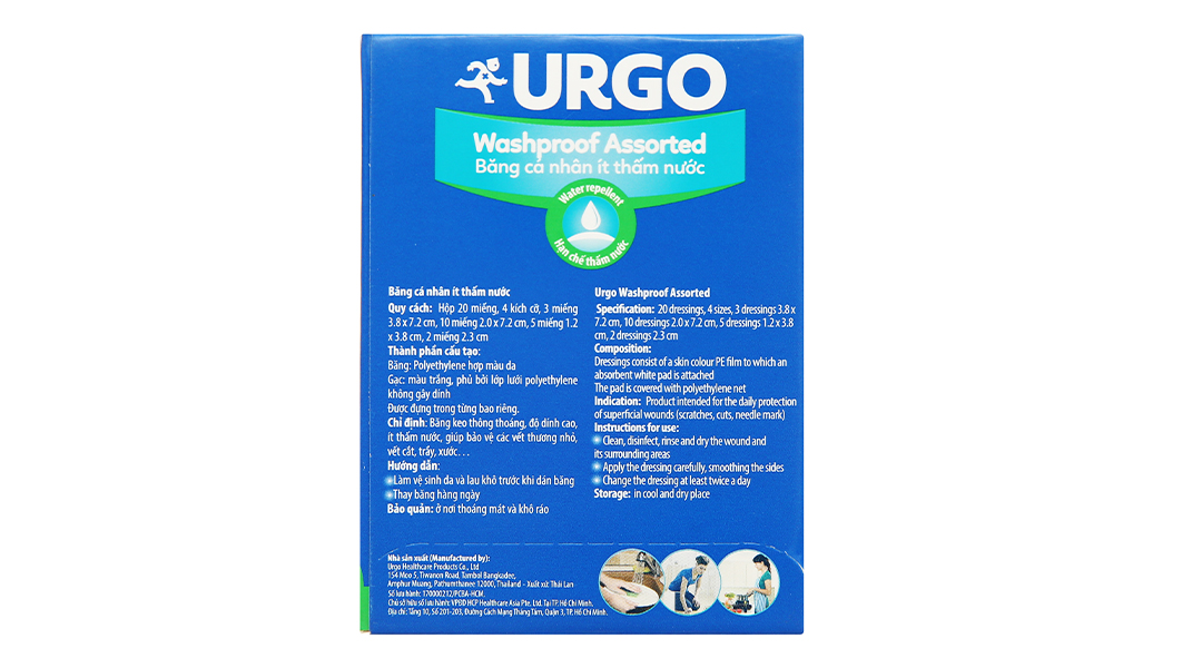 Băng Keo Cá Nhân Ít Thấm Nước Urgo WASHPROOF