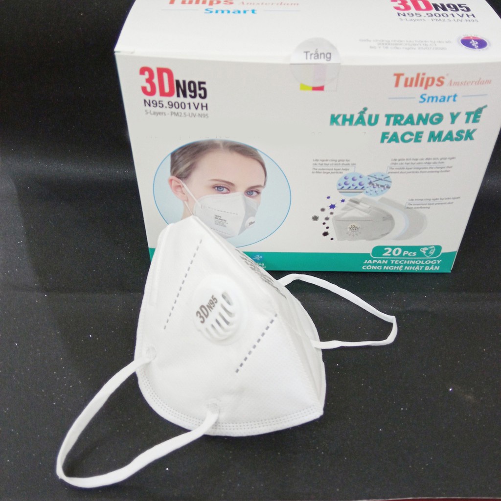 Khẩu Trang 3D N95 Tulips N95.9001VH (Có Van)