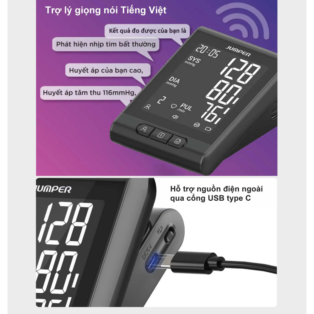Máy Đo Huyết Áp Bắp Tay Có Giọng Nói Jumper JPD-HAA11