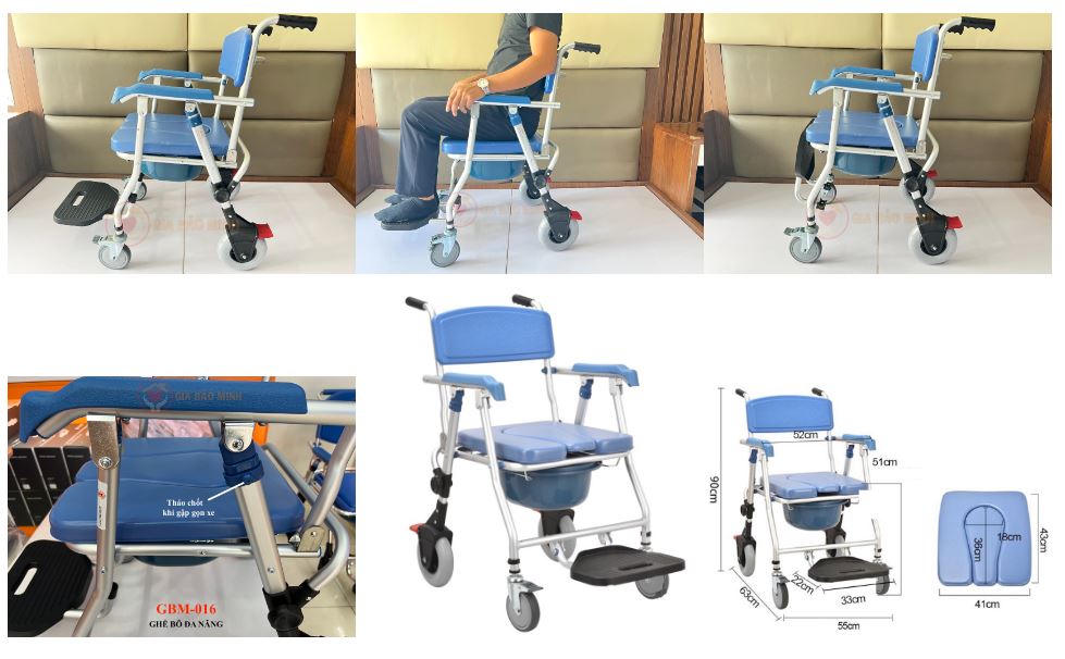 Ghế Bô Vệ Sinh Cao Cấp Đa Chức Năng, Có Thể Gấp Gọn GBM-016