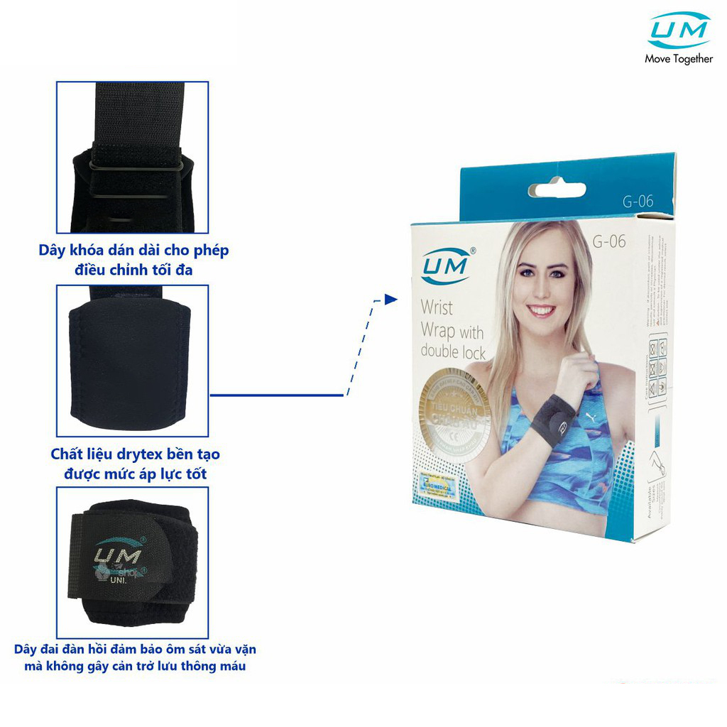 Băng Dán Bó Cổ Tay Khóa Dán kép United Medicare UM G06