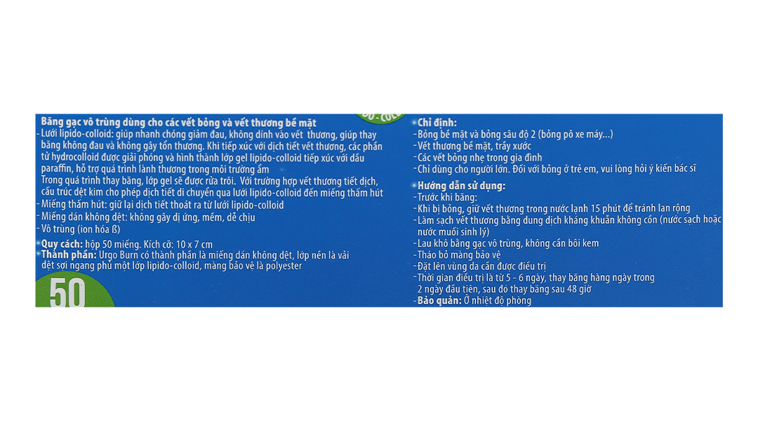 Băng Dán Phỏng Bô Và Trợt Da Urgo BURNS & GRAZES