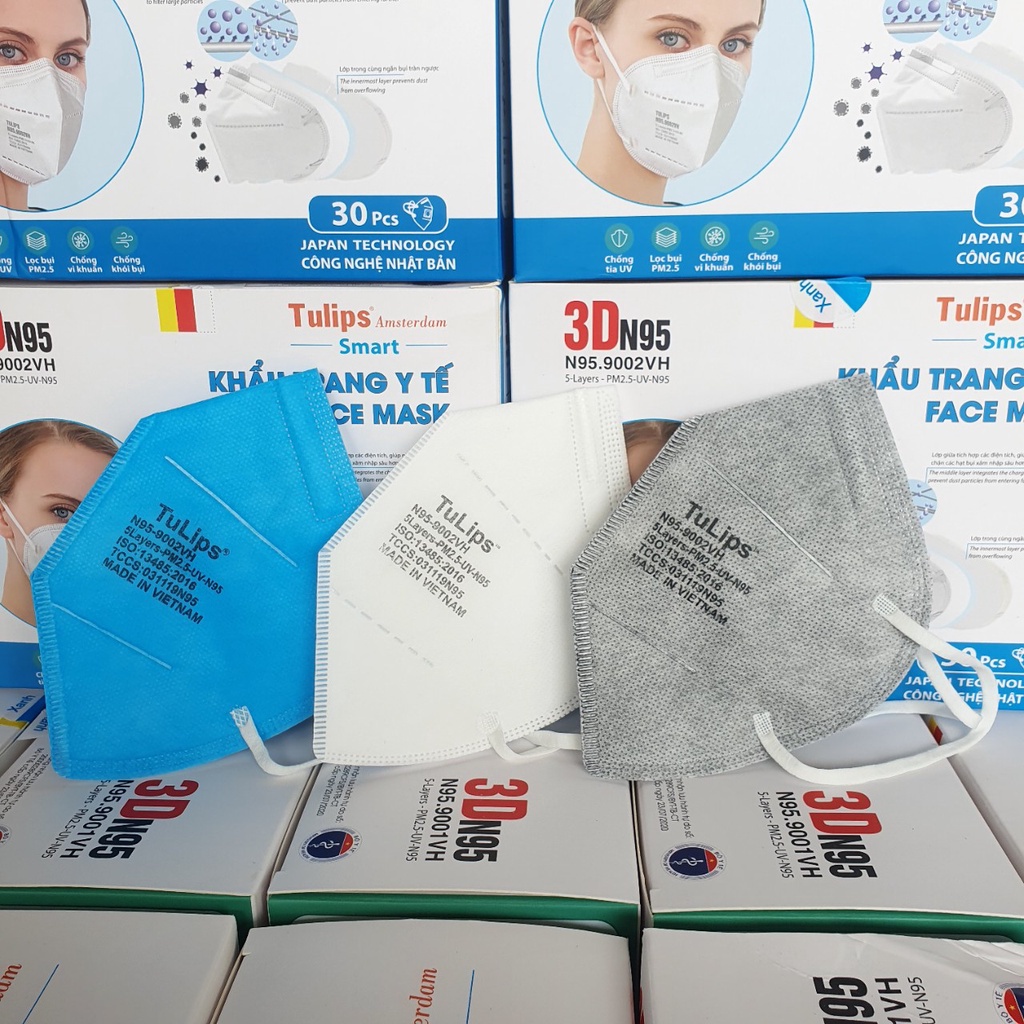 Khẩu Trang 3D N95 Tulips N95.9002VH (Không Van)