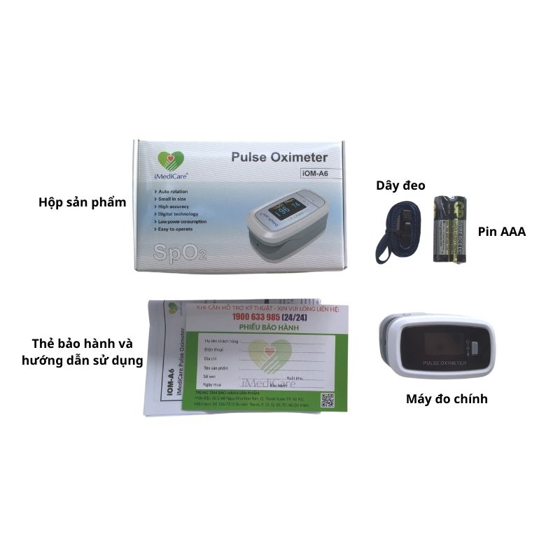 Máy Đo Nồng Độ Oxy SPO2 Và Nhịp Tim iMediCare iOM-A6