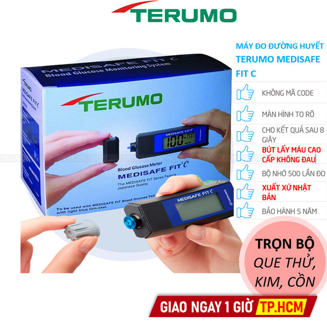 [TẶNG QUE, KIM, CỒN] Máy Đo Đường Huyết Terumo Medisafe Fit C (+ 30 Que, 30 Kim, Cồn)