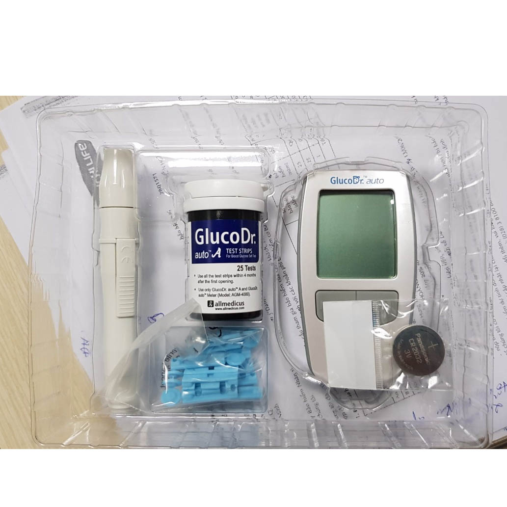 [TẶNG QUE, KIM, CỒN] Máy Đo Đường Huyết Gluco Dr Auto A (+ 25 Que, 50 Kim, Cồn)