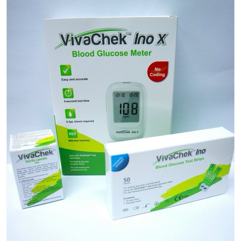 [TRỌN BỘ] Máy Đo Đường Huyết VivaChek Ino X (MG) (+ 50 Que, Kim, Cồn)