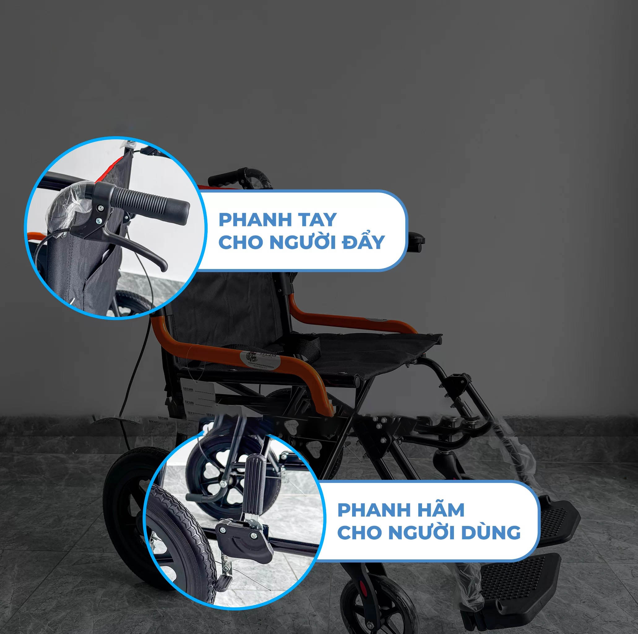 Xe Lăn Du Lịch Sắt Sơn Tĩnh Điện Lucass X-61 (X61) - BÁNH NHỎ