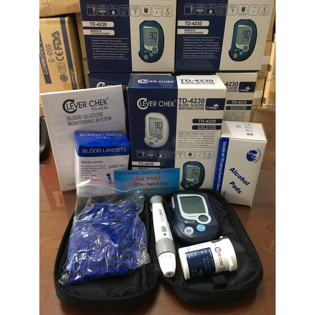 [TẶNG QUE, KIM, CỒN] Máy Đo Đường Huyết Clever Chek TD-4230 (MG) (25 Que, Kim, Cồn)