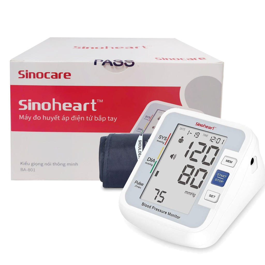 [KÈM BỘ NGUỒN] Máy Đo Huyết Áp Bắp Tay Sinocare Sinoheart BA-801