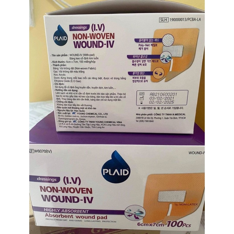 Băng Keo Cố Định Kim Luồn Plaid WOUND-IV (With-pad)