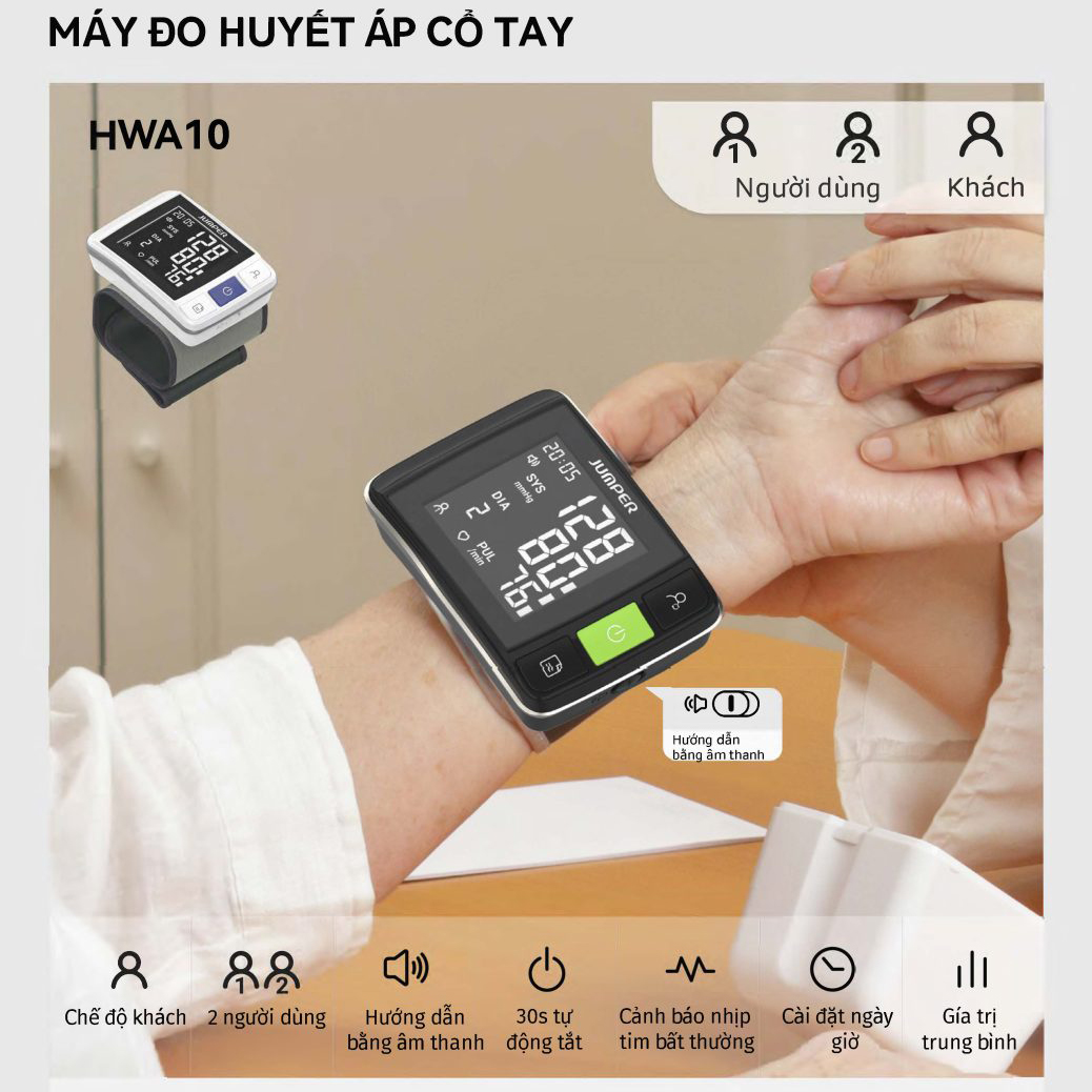 Máy Đo Huyết Áp Cổ Tay Jumper JPD-HWA10