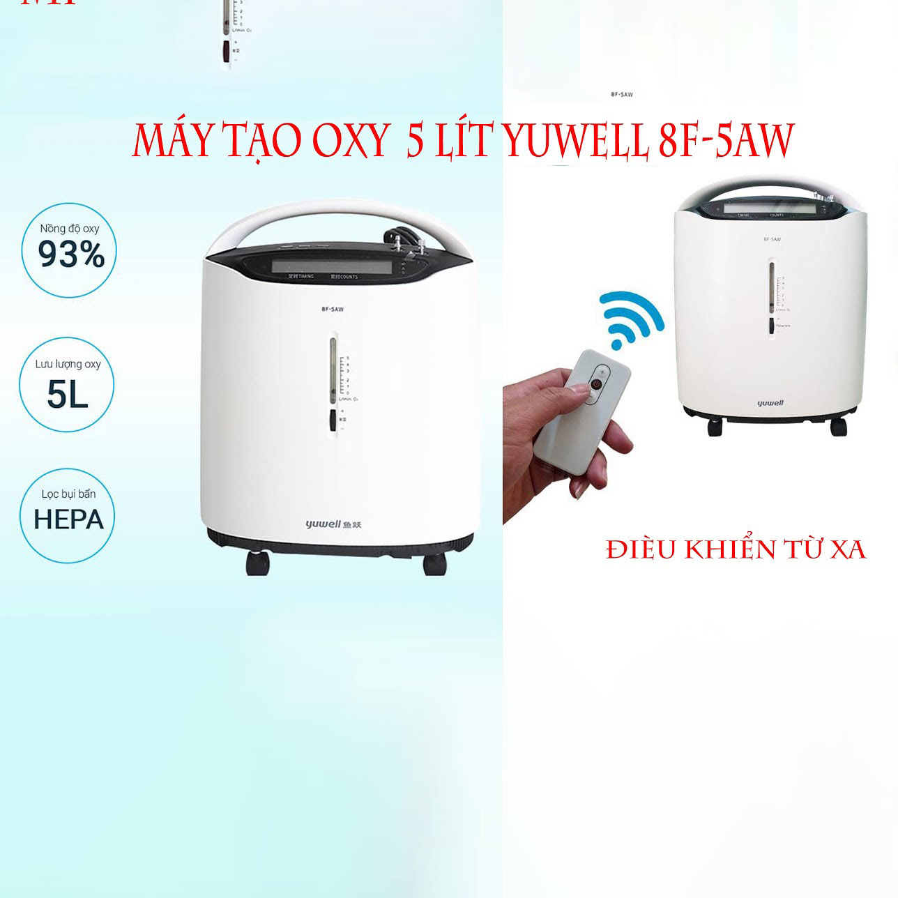 Máy Tạo Oxy Yuwell 8F-5AW (5 Lít, Có Xông, Có Remote)