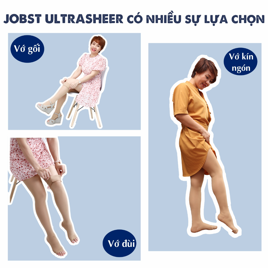 Vớ Y Khoa Chân JOBST Ultrasheer (Đen, Kín Ngón)