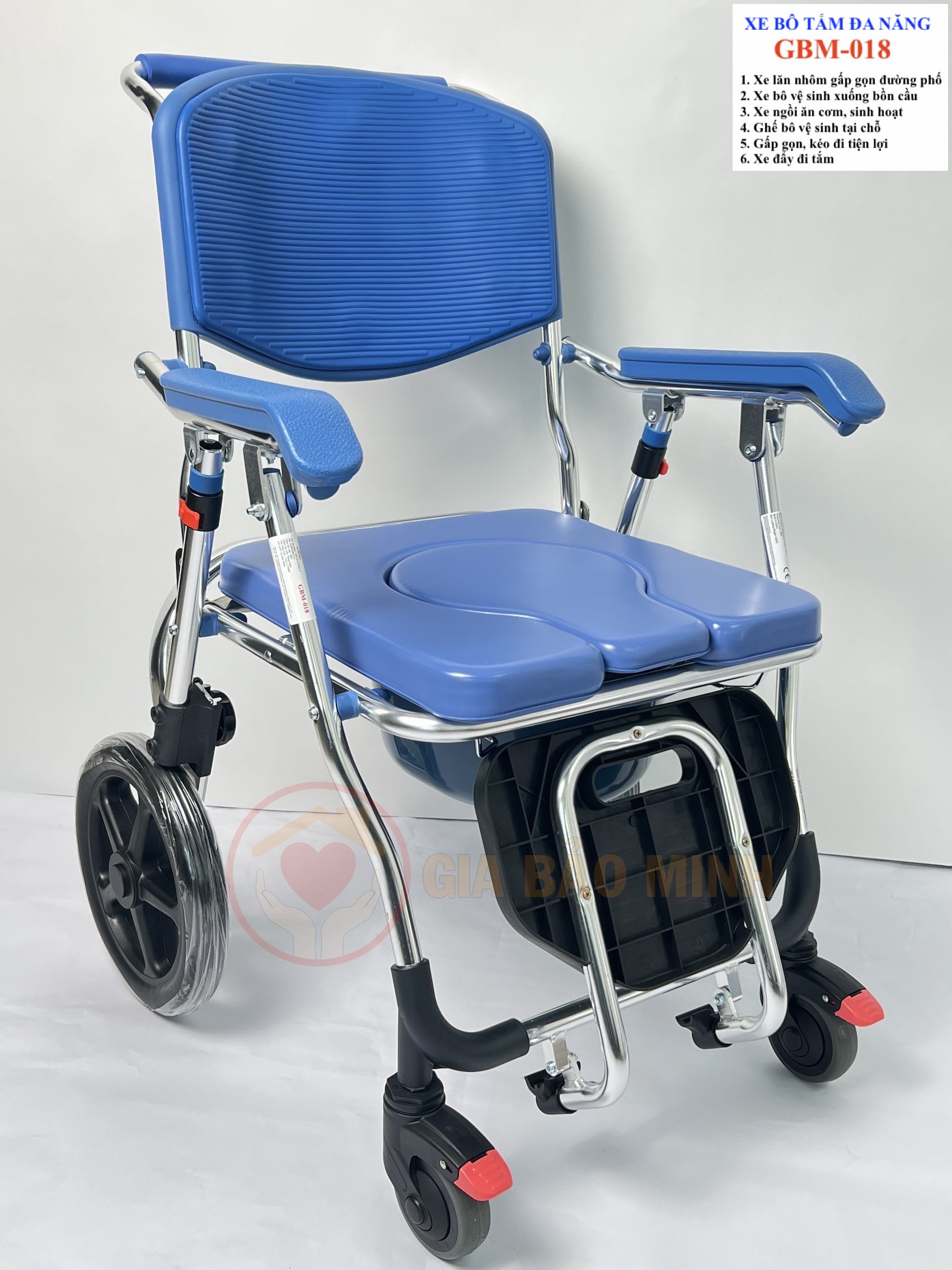 Xe Lăn Nhôm Cao Cấp Đa Chức Năng, Gấp Gọn Thông Minh GBM-018