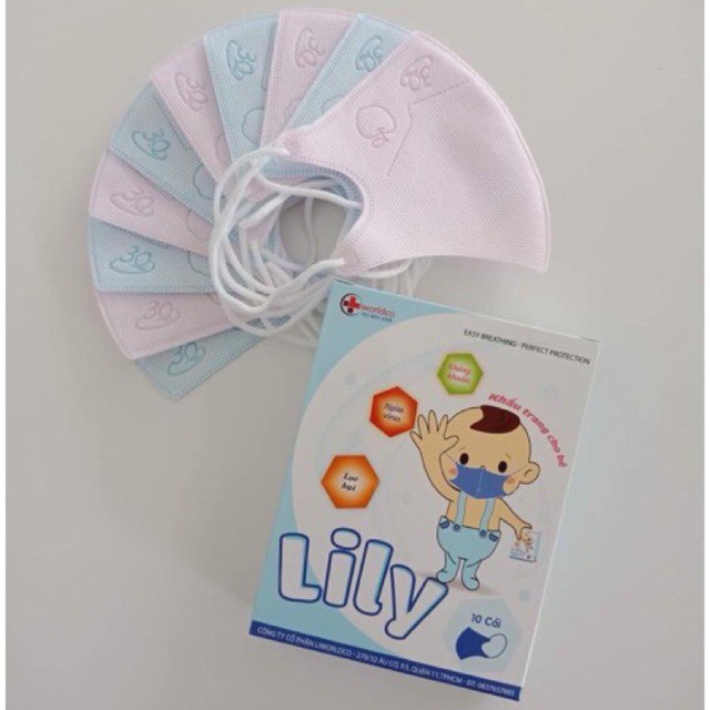 Khẩu Trang 3D Em Bé Lily Liworldco (Hộp 10 cái)