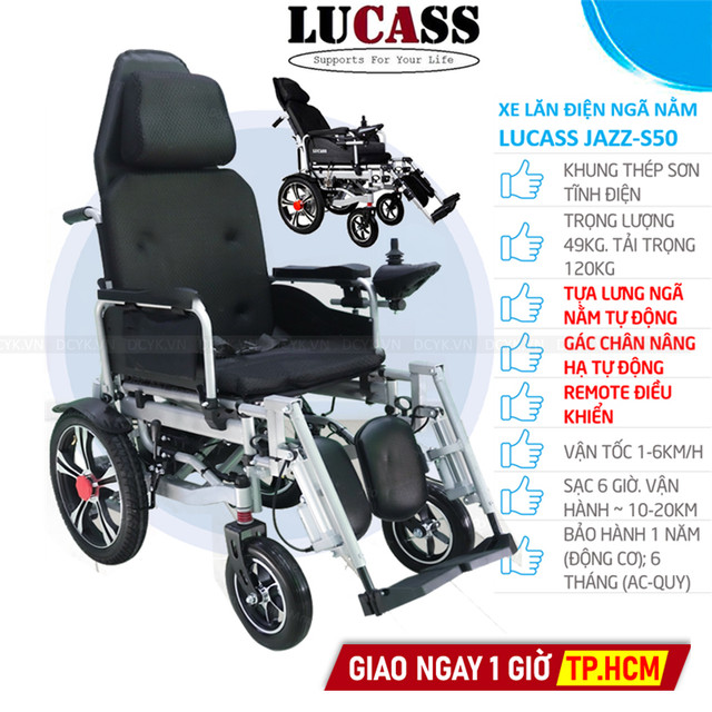 Xe Lăn Điện Có Thể Ngã Nằm Lucass JAZZ-S50