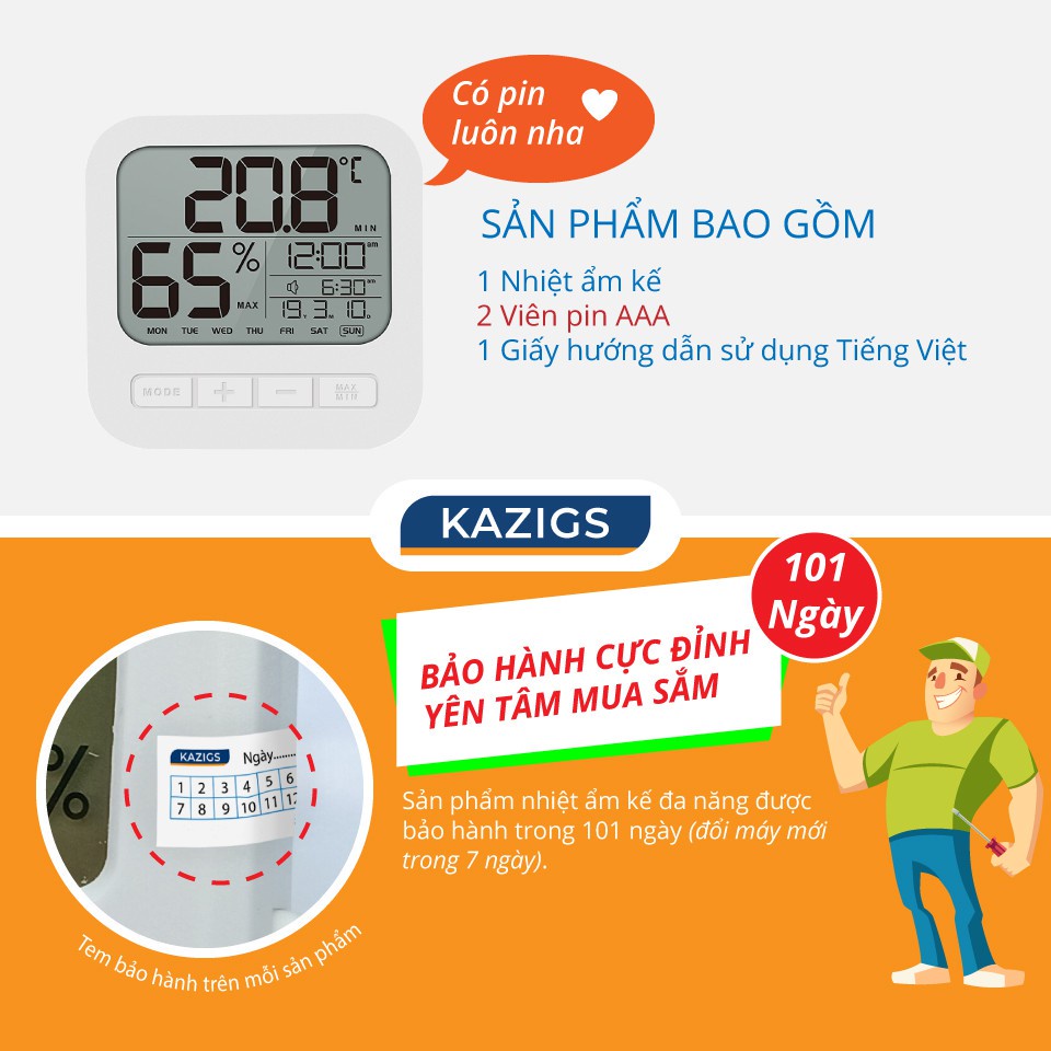 Nhiệt Ẩm Kế Điện Tử Đa Năng OEM 01 - Đo Nhiệt Độ Và Độ Ẩm Chính Xác