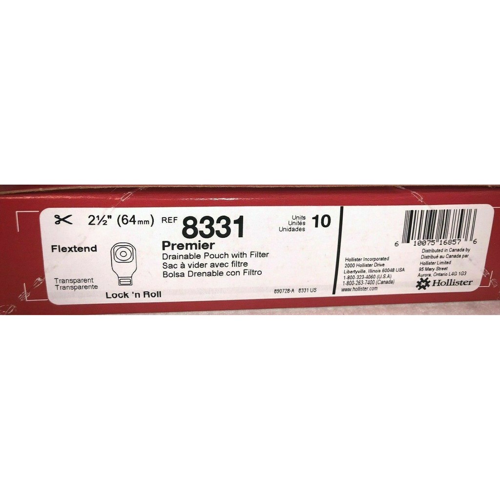 Túi Hậu Môn Nhân Tạo 1 Mảnh Hollister 8331 (Trong, Lọc Khí, Khóa Cuốn)