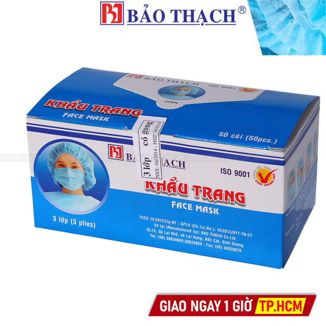 Khẩu Trang Y Tế Bảo Thạch (Hộp 50 Cái - 3 Lớp)