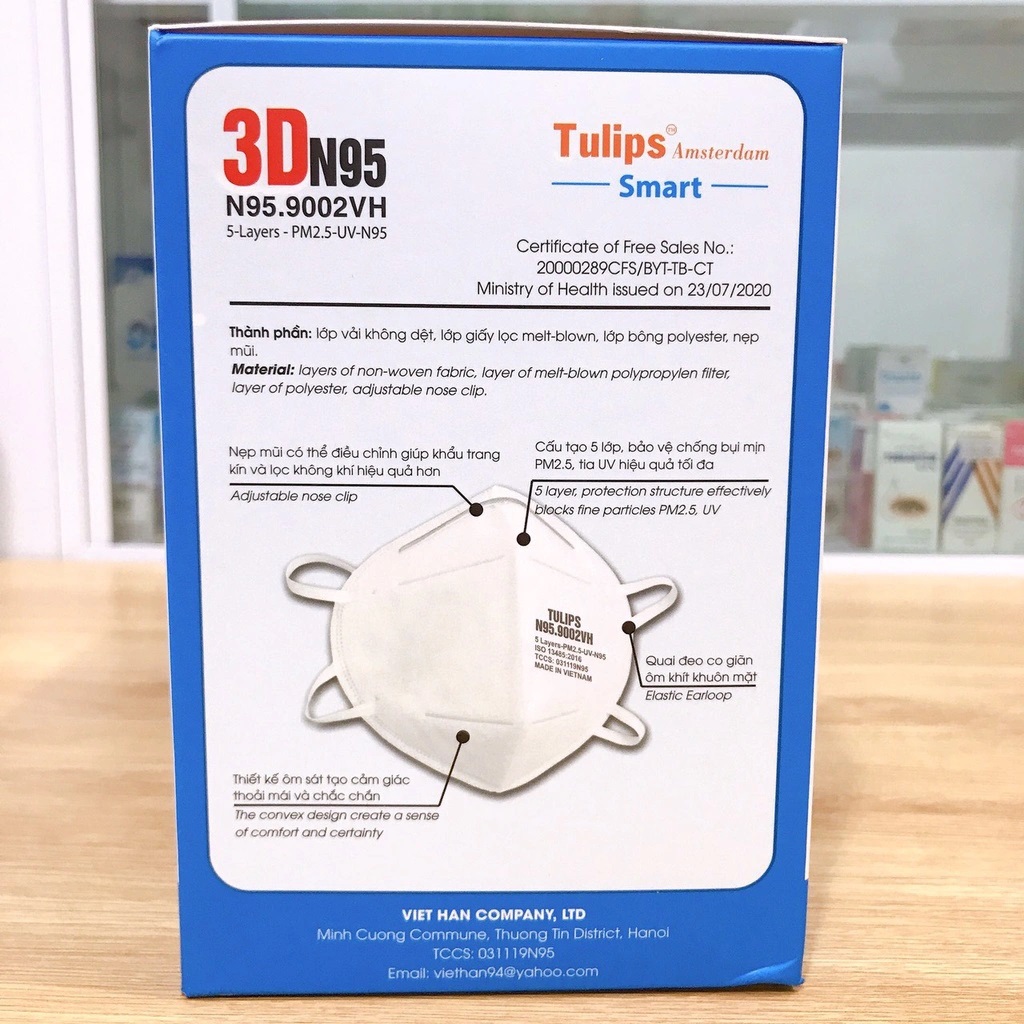 Khẩu Trang 3D N95 Tulips N95.9002VH (Không Van)