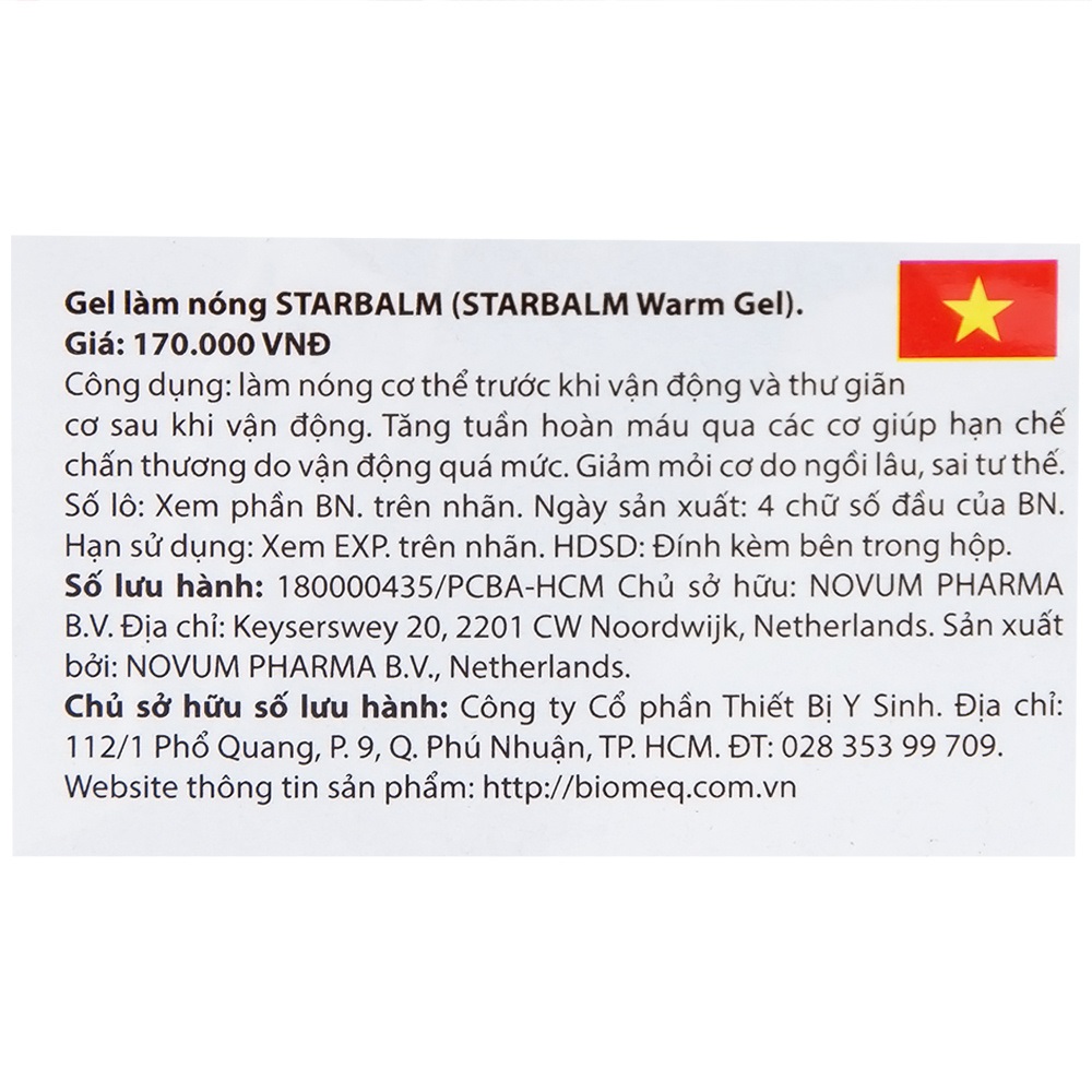 Gel Làm Nóng Starbalm Warm Gel (Hà Lan)
