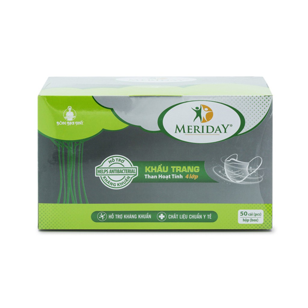 Khẩu Trang Y Tế MERIDAY Bông Bạch Tuyết (4 Lớp - Hộp 50 Cái)