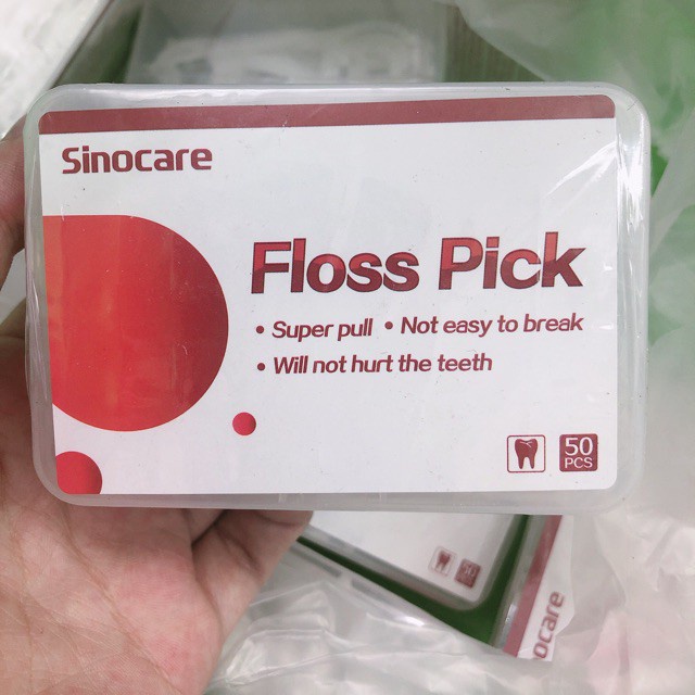Hộp Tăm Chỉ Kẽ Răng Sinocare Floss Pick (Hộp 50 Cây)