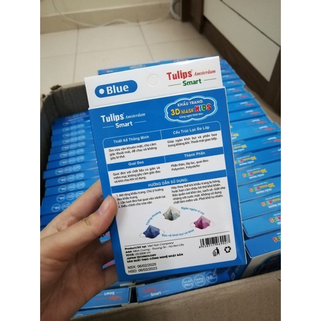 Khẩu Trang 3D Em Bé Tulips 3D Smart Kid (Hộp 10 cái)